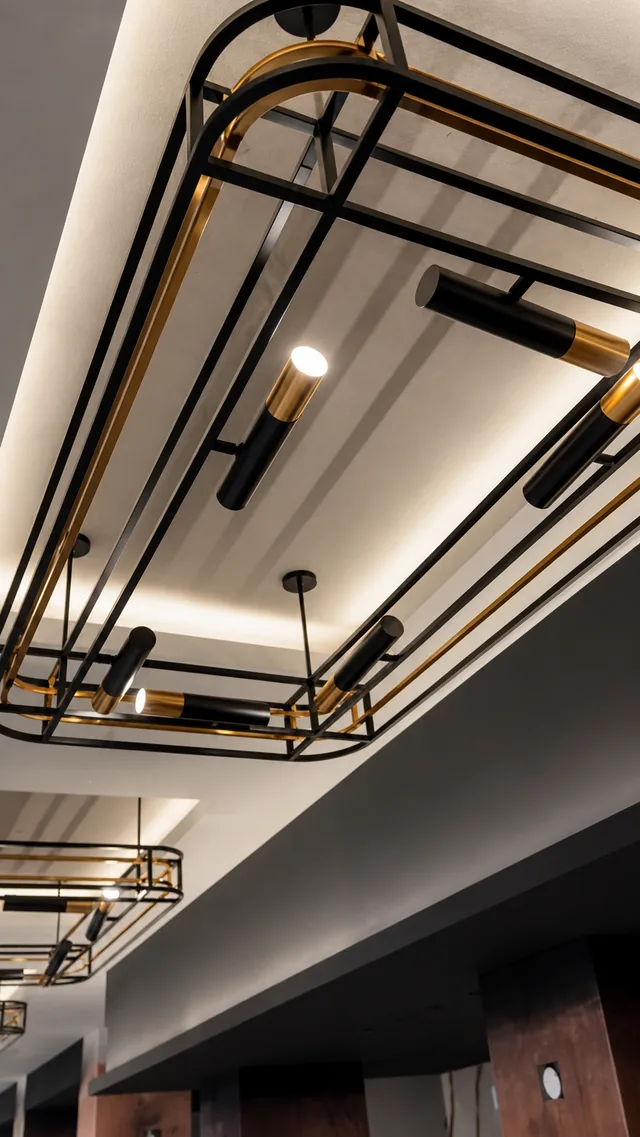 Completed modern ceiling light installation